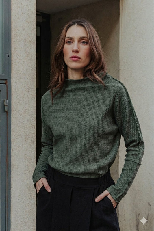 חולצת גולף וופל חומה