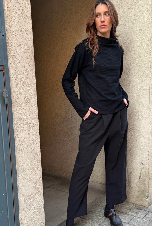 חולצת וופל גולף שחור