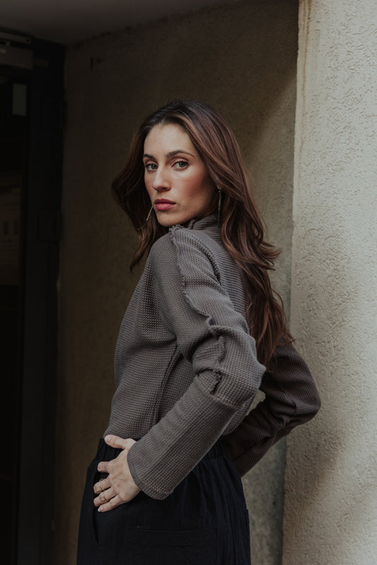 חולצת וופל גולף אפור