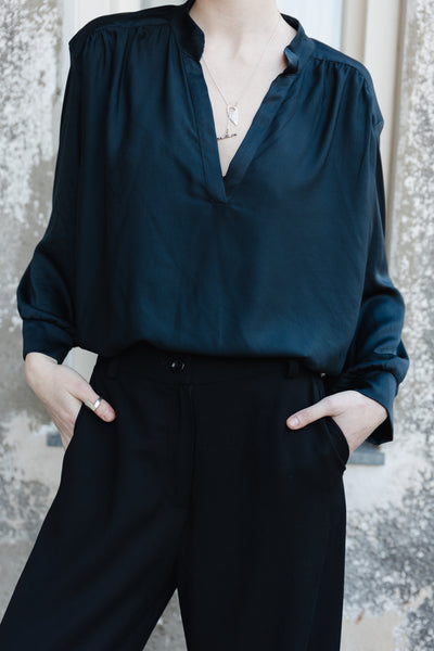 Hindu Shirt  - Blue Satin