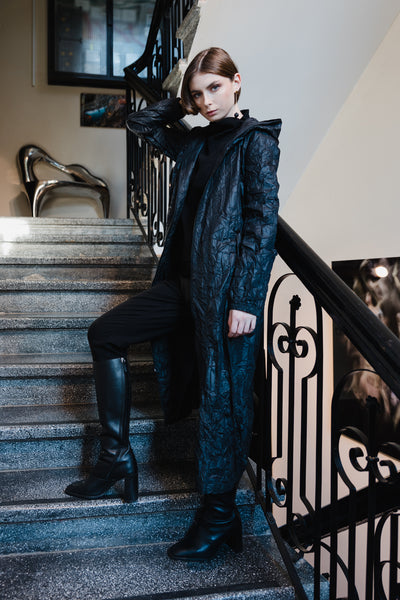 Long oversize Raincoat -Black 