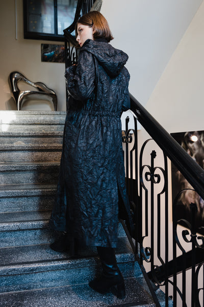 Long oversize Raincoat -Black 