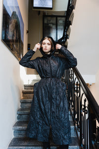 Long oversize Raincoat -Black