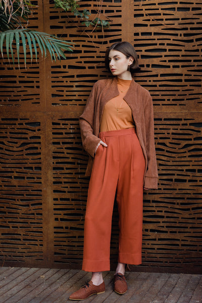 Gold Wide Fit Trousers -Orange