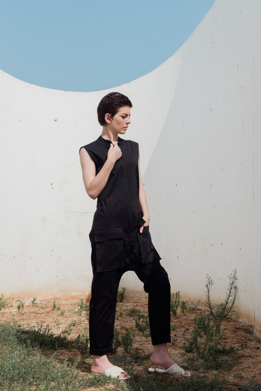 Black Pilot Jumpsuit short sleeve