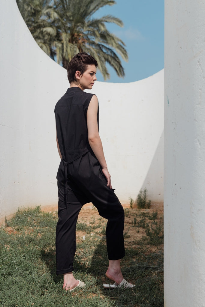 Black Pilot Jumpsuit short sleeve