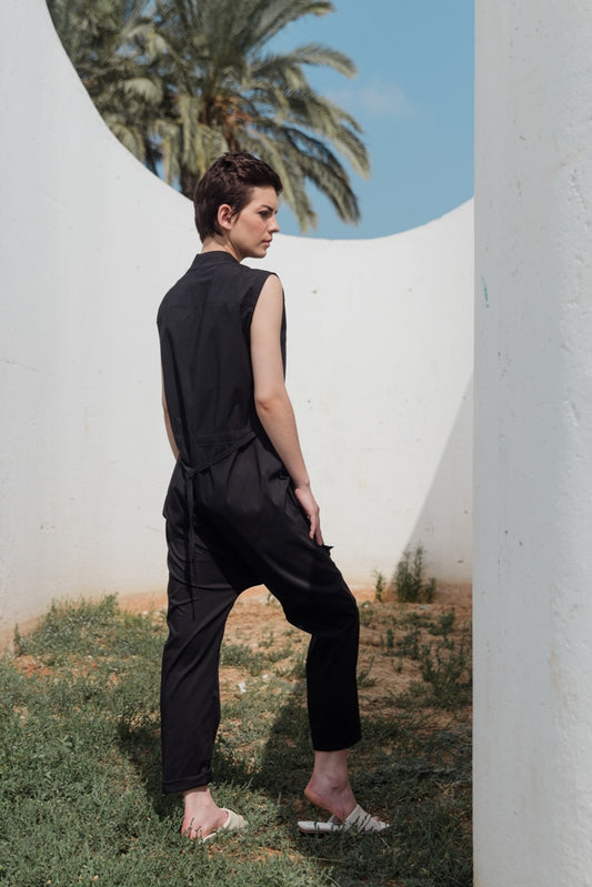 Black Pilot Jumpsuit short sleeve