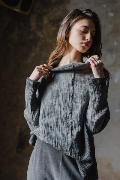Gauze one size shirt grey