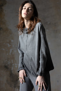Gauze one size shirt grey