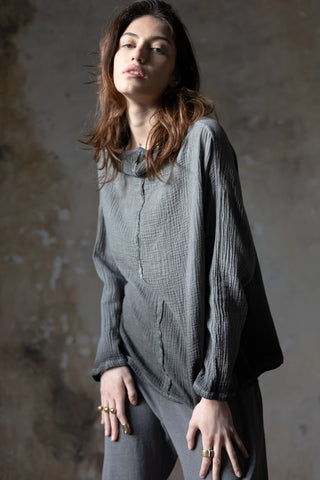 Gauze one size shirt grey