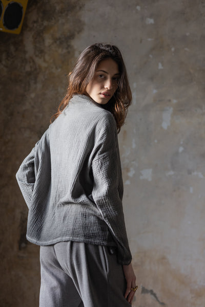 Gauze one size shirt grey