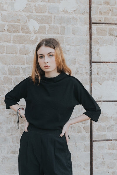 Gula wide fit black trousers