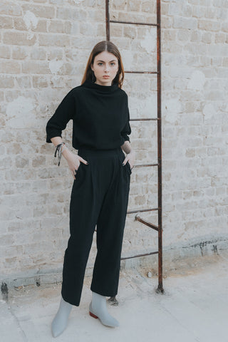 Gula wide fit black trousers