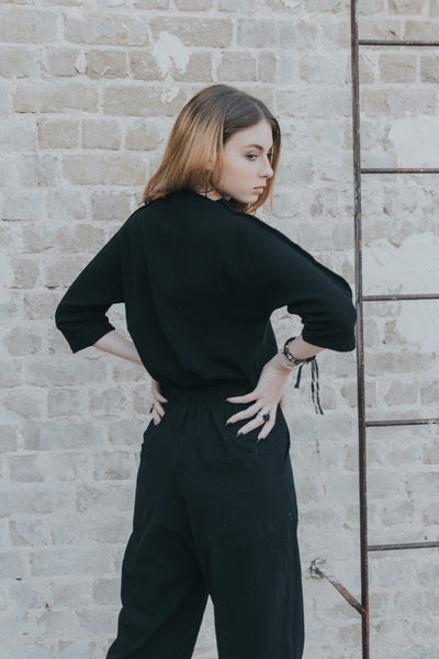 Gula wide fit black trousers