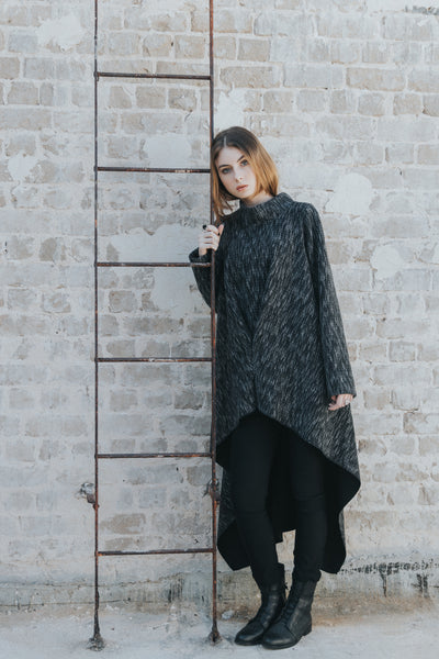Quilt Asymmetric Tunic -  braded textured