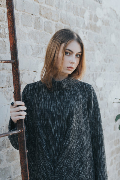 Quilt Asymmetric Tunic -  braded textured