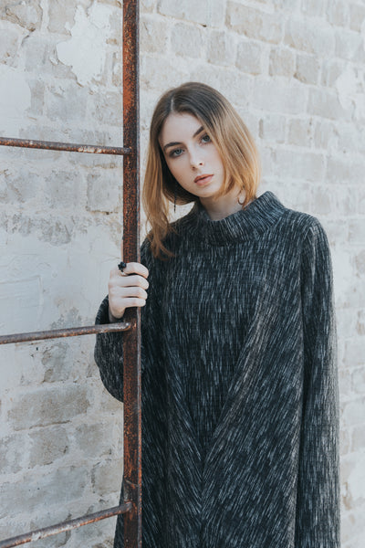 Quilt Asymmetric Tunic -  braded textured