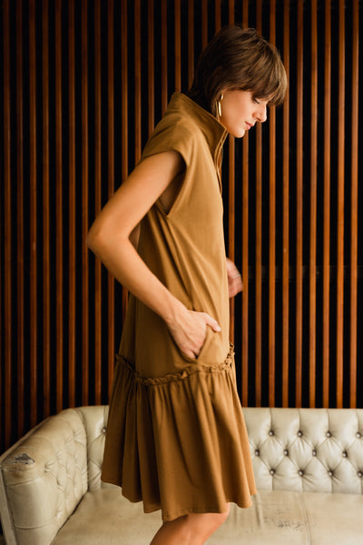 Edie Peplum Dress - Maple