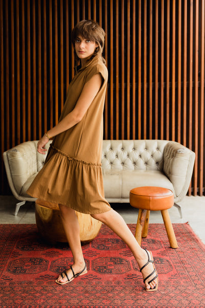 Edie Peplum Dress - Maple