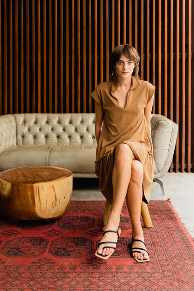 Edie Peplum Dress - Maple