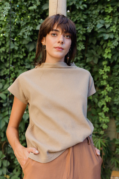 Waffle Summer Blouse -Poison green