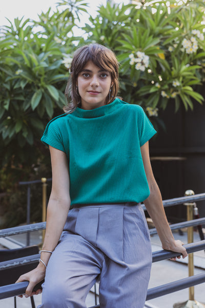 Waffle Summer Blouse -green