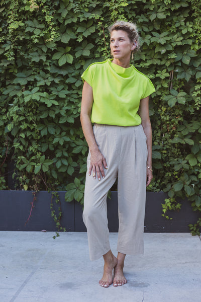 Waffle Summer Blouse -Poison green