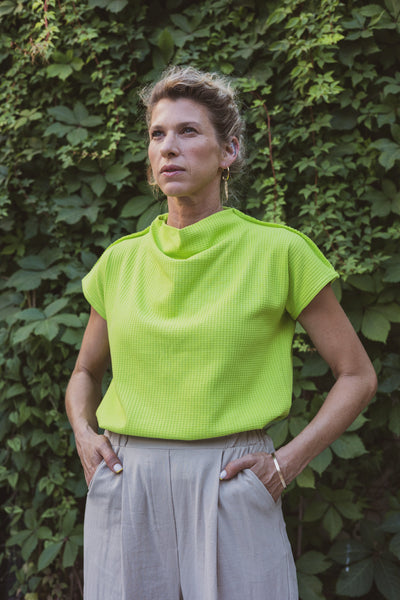Waffle Summer Blouse -Poison green