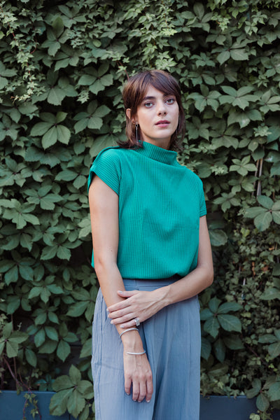 Waffle Summer Blouse -green
