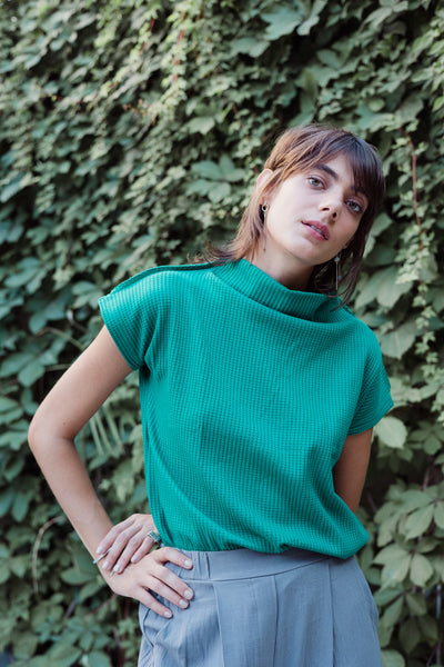 Waffle Summer Blouse -Poison green