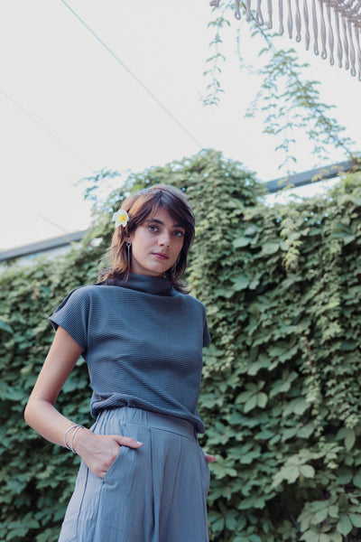 Waffle Summer Blouse -Poison green