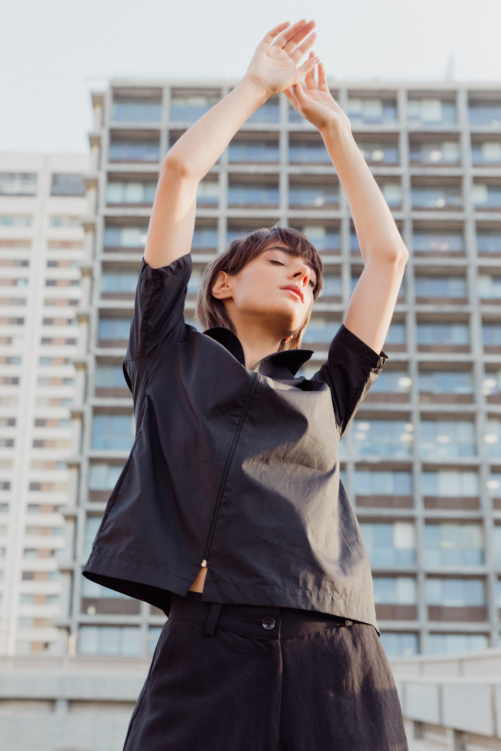 Diagonal Blouse - Black