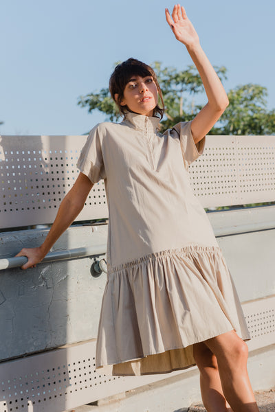 Peplum Dress -beige