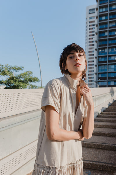 Peplum Dress -beige