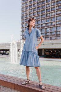Peplum Dress - Light Blue Jeans