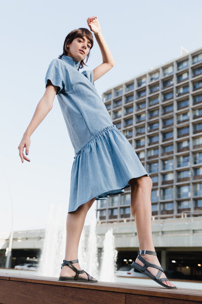 Peplum Dress - Light Blue Jeans