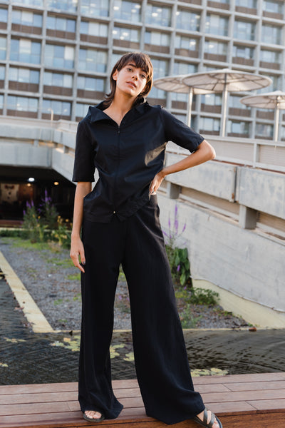 Diagonal Blouse - Black