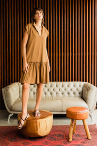 Edie Peplum Dress - Maple