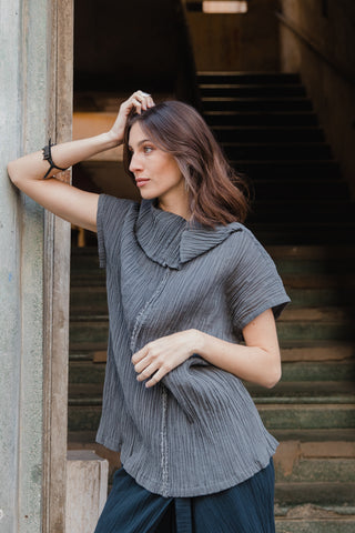 Shrink Gauze Summer Shirt - Dark Grey