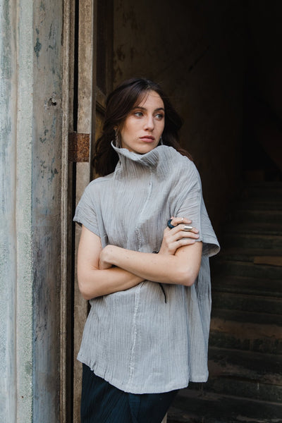 Shrink Gauze Summer Shirt - Dark Grey